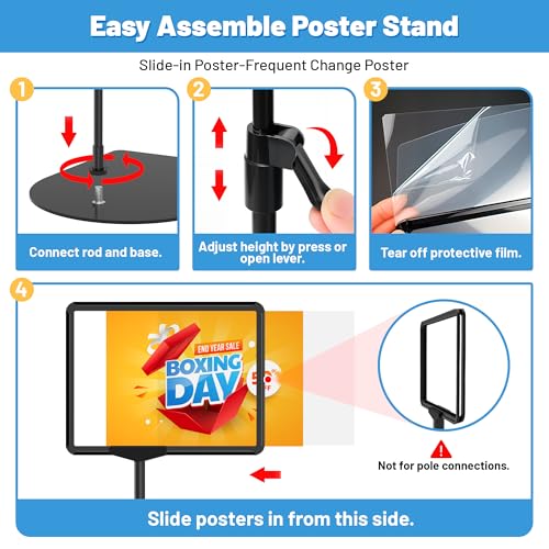 VAIIGO 8Pack Sign Holder Stand for Display 8.5 x 11, Adjustable Poster Stand for Table Top & Floor, Floor Standing Sign Holder, Signage Stands for Business, Market, Retail, Store Display Stands