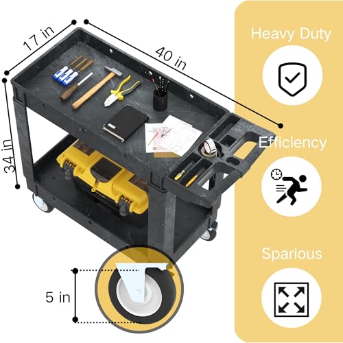 DWVO 40" x 17" Utility Service Cart on Wheels, 550 lbs Capacity