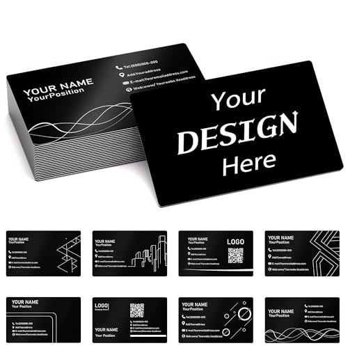 Custom Metal Business Cards 20-500pcs,Personalized Metal Business Cards Double-sided Engraved Logo Text,0.5mm Aluminum Business Cards Customizable,for Trade Shows & Networking,Branding