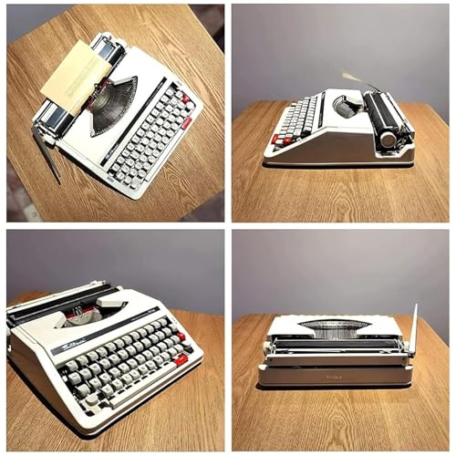 Jiangtaom Classic Portable Manual Typewriter, Traditional Portable Vintage Typewriter, Great Gifts for Writers and Authors(White)