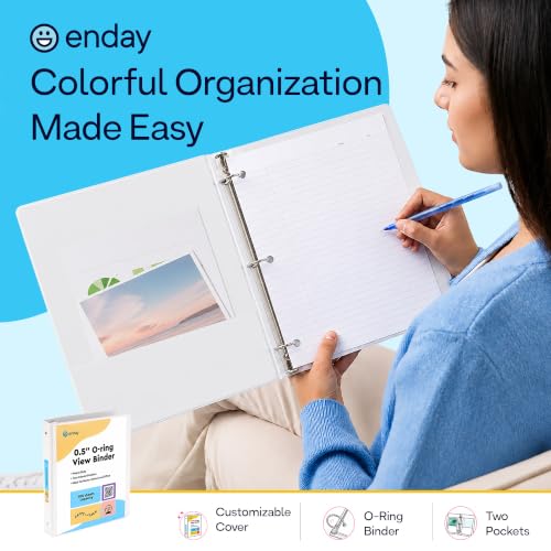 Enday 0.5 in Bulk 48Pack White 3 Ring Binder Clear View Presentation Binder 3-Ring Presentation View Binder with Internal Pockets Heavy Duty Bulk Pack for School, Teacher Classroom & Office Supplies.