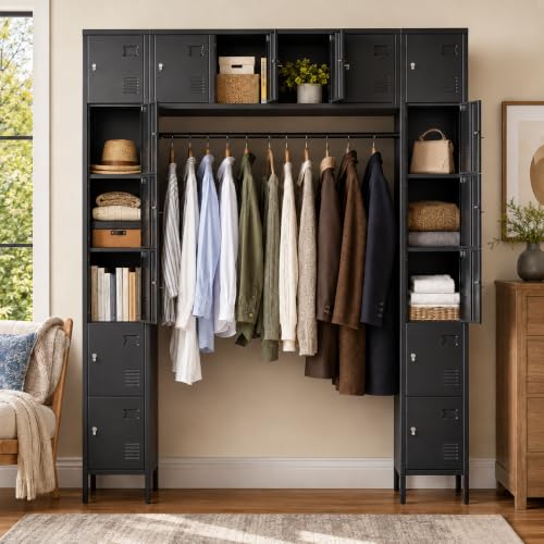 Garvee 16 Door Metal Locker Cabinet, 72" Tall Steel Storage Cabinet