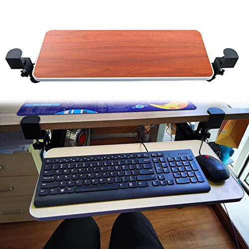 Keyboard Tray Under Desk Keyboard Tray Under Desk White Black Teak Walnut - 52/65/75Cm Sliding Keyboard Shelf - Height Adjustable - Pull-Out Keyboard Platforms Keyboard Drawer.Teak-65*25Cm(26*10Inch)