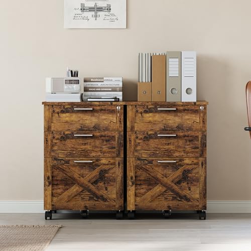 Garvee 3-Drawer Mobile File Cabinet with Lock, Under Desk Storage Drawers