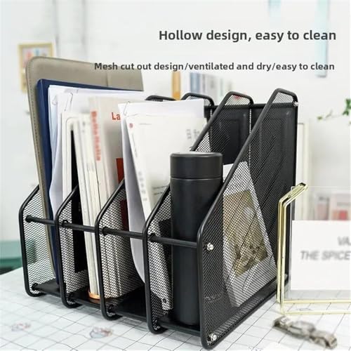 File Rack Metal Office File Frame Multi-Layer Document Holder Archival Storage Box Vertical Organizer Letter Trays(Medium)