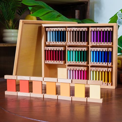 penepico Premium Montessori Color Box 3rd Set - 63 Solid Beechwood Gradation Tablets, Sensorial & Sensory Toys for Color Matching, Homeschool & Classroom Learning Materials for Kids Ages 4-8
