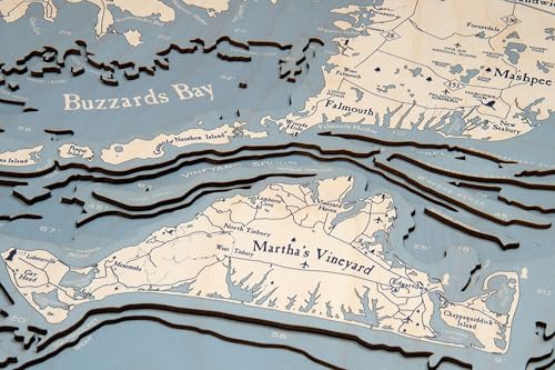 WOODCHART Cape Cod Massachusetts UV Nautical Grey Frame, Large, 24.5" x 31"