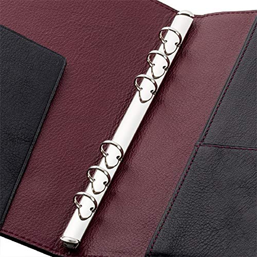 SPAD YAK Leather Personal Organizer, Bible 0.4 inch (11 mm) Notebook, Black x Wine