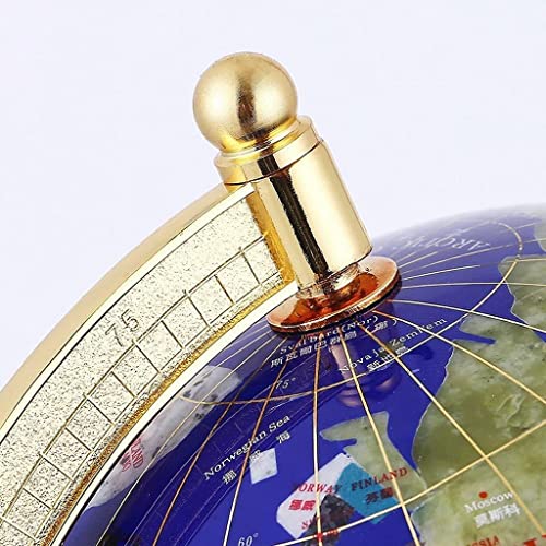 KUddYYKi World Globe 360°Rotating Globe with Gold Aluminum Alloy Stand Globes Unique Art Gems World Globe Desktop Hd Geographic Globes More Stable