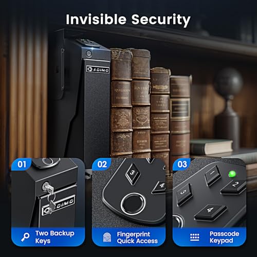 ADIMO Gun Safe for Handgun, Biometric Pistol Safe Fingerprint Quick Access Drop Down Single Mount Gun Safe with Keypad Lock and Key Lock, for Nightstand Wall Mount Bedside Desk Vehicle Bed
