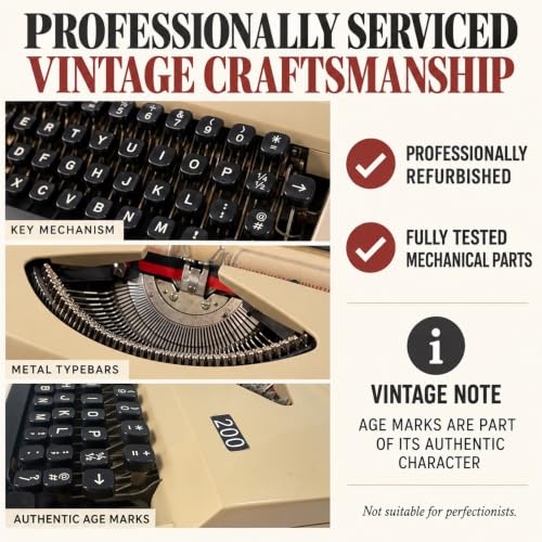 Manual Typewriter with Ribbon, Mechanical Retro Portable Typing Machine, Classic Vintage Decor for Home & Office, Classic Old-Fashioned Typewriter for Writers, Notes, Letters&Creative Writing Projects