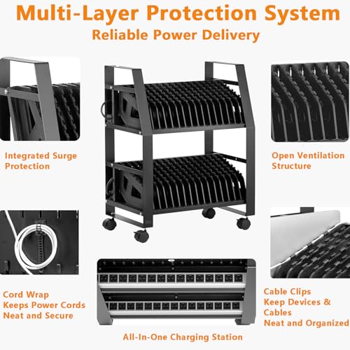 GarveeTech 32 Device Charging Cart for Laptops up to 15.6", Charging Station for Tablets Office and Classroom Use