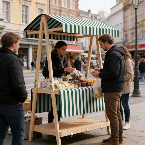 WLCGYD Street Food Cart for Catering and Vending, 42 53 Inch Foldable Market Stall Carts - Vendor Events Craft Shows Exhibition Party, Retail Display Booth, Easy Assembly(136x60cm/53.5x23.6in)