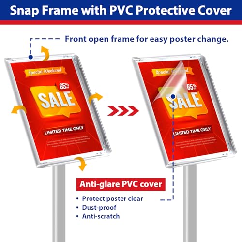VAIIGO Sign Stand 11x17inch Pedestal Sign Holder Poster Stand 3Packs Adjustable Floor Standing Sign Holder with Heavy Duty Display Stand for Indoor Outdoor Business Store Sign Holders(Silver)