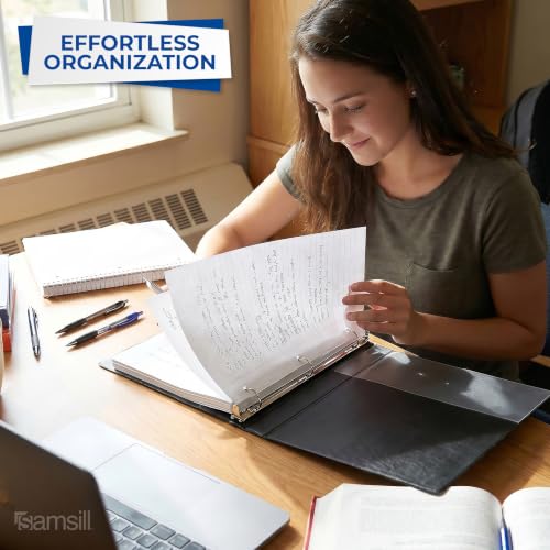 Samsill 1 Inch 3 Ring Binders, Economy Round Ring, Clear View Cover, 200 Sheet Capacity - for School, Home, Office - Black, 12 Pack