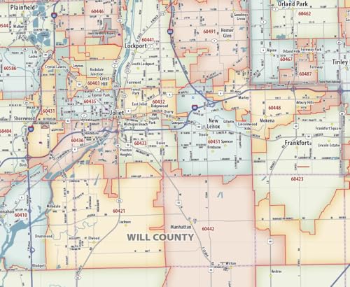 Chicago Metro Area ZIP Code Laminated Wall Print (42” wide x 56” high)