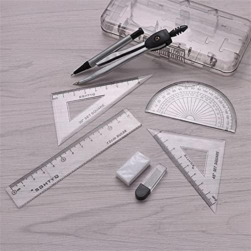 Muteiki Math Geometry Kit Combination Plotter Setses Set Geometry Drawing Tool with Protractor，for Students and Engineedrawing