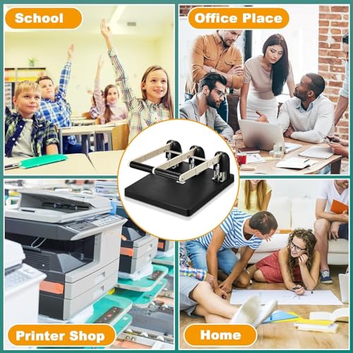 Manual 3-Hole Puncher, 3 Hole Paper Punch with Labor-Saving Handle, 150 Sheet Capacity & Paper Feed Depth 12mm, Long-Lasting Durability, for Offices, Families, Study Rooms, Print Shops