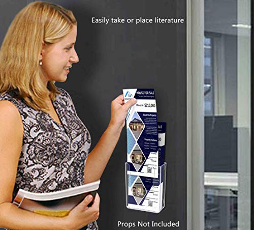 Marketing Holders 12 Pack Magnetic Vertical Business Card Pocket Holds 3.5 Inch Wide Clear Acrylic Sticker Index Cards or Brochure Holders Retail Shops Insurance Office or Realtor