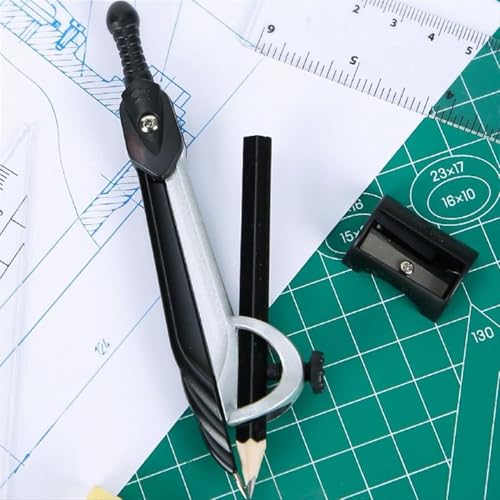 OREKPOT Professional Compass Set for Geometry – 7pcs Math Study Tool Kit with Ruler, Triangle, Protractor & Drawing Compass for Students & Teachers