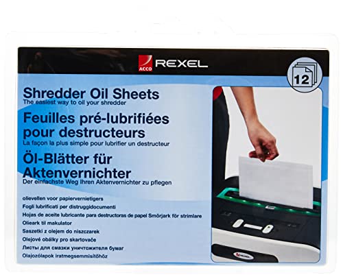 Rexel Shredder Oil Sheets, Pack of 12, Shredder Maintenance