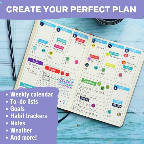 Bullet Bundle Planner Stencils for A5 Journals - 21 Layout Templates Sized for A5 5mm Dot Grid Journals - DIY Templates for Weekly, Monthly Calendars, Habit Trackers, Productivity Planner