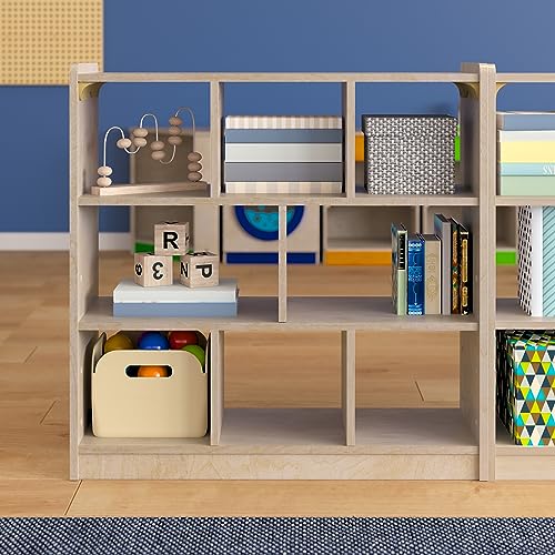 Classroom Essentials Commercial Grade 8 Section Modular Wooden Classroom Open Storage Unit, Safe, Kid Friendly Design, Natural