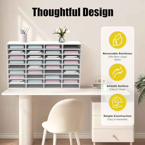 Literature Organizer 36 Slots PVC Desktop Classroom Mailbox White