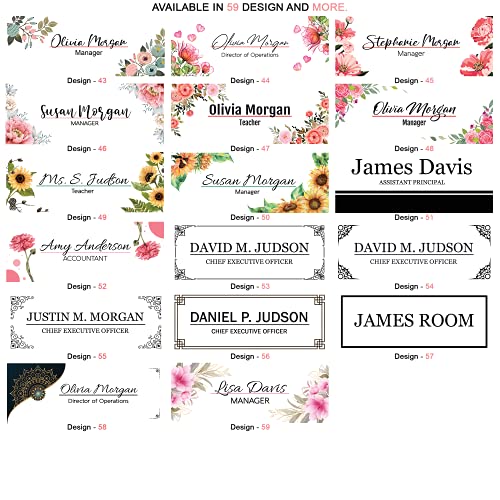 Custom Name Plate for Watercolor Pink Blush Desk – Personalized Office Name Sign with Design – Clear Acrylic Block Nameplate for Teacher, Boss, Principal, Nurse, Office Decor, Door or Wall Display