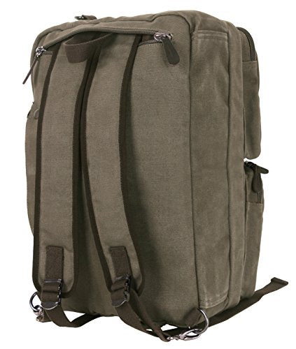 Rothco Canvas Briefcase Backpack, Olive Drab | Convertible Carry Handbag to Backpack