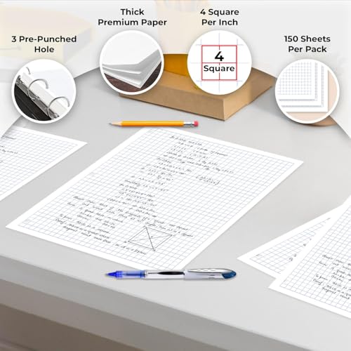 Rosmonde 3600 Sheets, Graph Paper Bulk, 24 Pack, Bulk Quad Ruled Sheets
