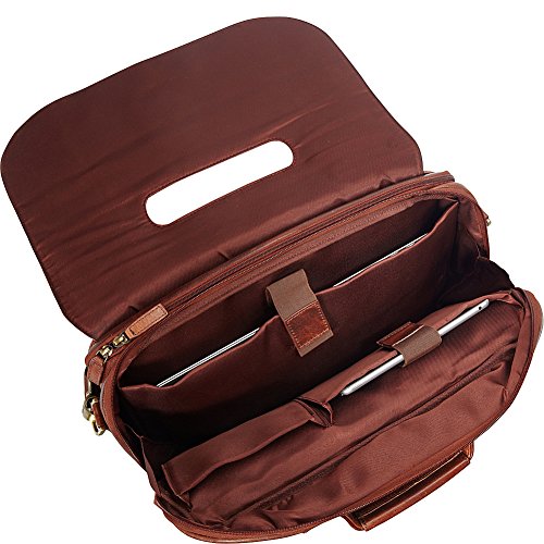 Mancini Leather Goods Buffalo Leather Double Compartment 15.6" Laptop Briefcase