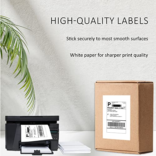 PACKZON Shipping Labels with Self Adhesive, Square Corner, for Laser & Inkjet Printers, 8.5 x 5.5 Inches, White, (2000 Labels)