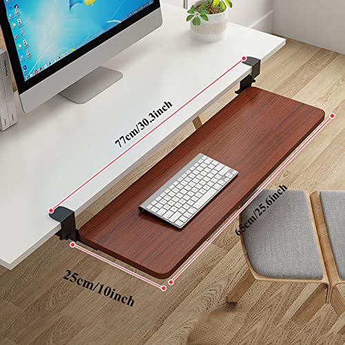 ACXZ Keyboard Tray Under Desk Sliding with C Clamp Mount System, Slide-Out Platform Computer Keyboard Drawer, for Typing, No Drilling(52cm×25cm, 65cm×25cm, 75cm×25cm)