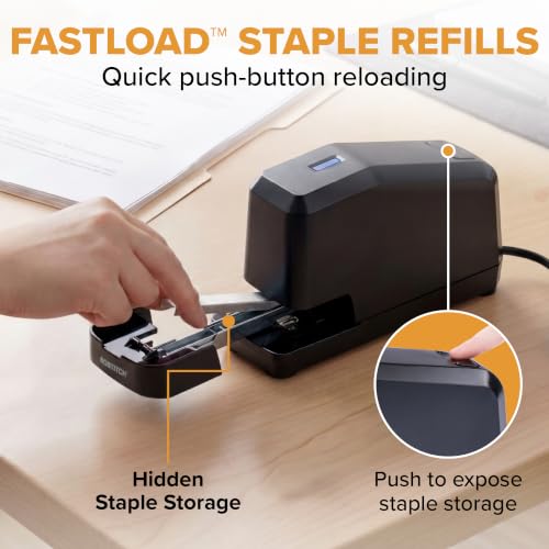 Bostitch Office Impulse Heavy Duty Electric Stapler Value Pack, 45 Sheet Capacity, Includes 5,000 Staples, No-Jam, Faster Stapling, Black