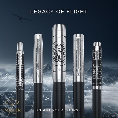 Parker Sonnet Rollerball Pen | Legacy of Flight | Chrome Trim | Fine Point | Gift Box