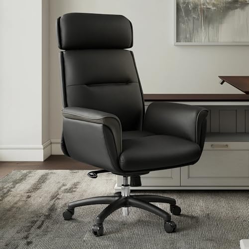 EUREKA ERGONOMIC Royal Ergonomic Office Chair Executive Desk Chair, Microfiber Leather High Back Executive Chair Comfy Ergonomic 360° Swivel with Lumbar for Home Workshop- Black