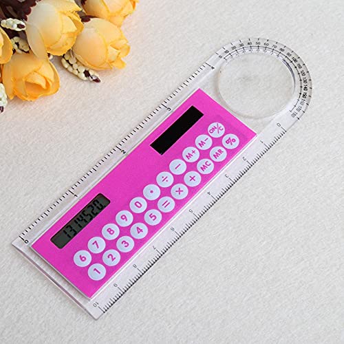 DUYHBAWRS Calculator Ruler Mini Digital Calculator 2 in 1 Kid Stationery School Office Gifts Solar Straightedge Calculator(Gray)