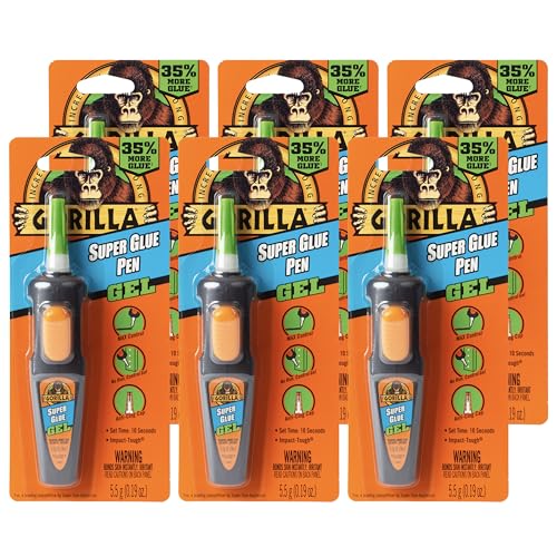 Gorilla Super Glue Gel Pen, 5.5 Gram (Pack of 6)