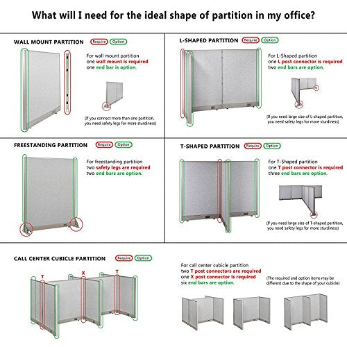 GOF Single Office Partition, Large Fabric Room Divider Panel, Custom Built Workstation 24" W x 48" H