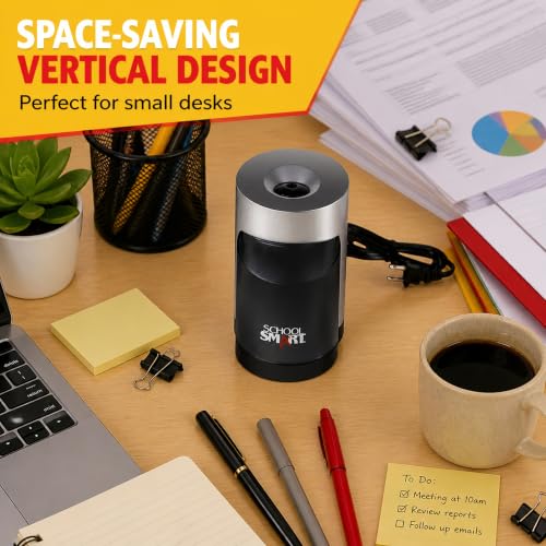 Casafoyer Electric Pencil Sharpener for Classroom, Heavy Duty Automatic Vertical Design, 6 x 4 Inches, Black and Gray, Pack of 2
