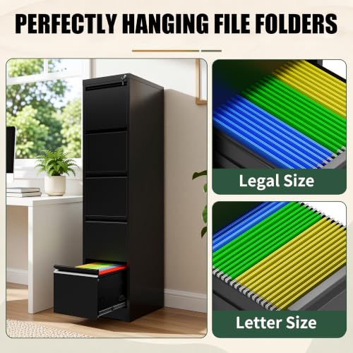 FOSTOKO 5 Drawer File Cabinet for Home Office, Vertical Filing Cabinet