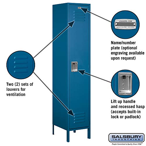 18" Wide Single Tier Standard Metal Locker - 1 Wide - 6 Feet High - 18 Inches Deep - Blue - Unassembled