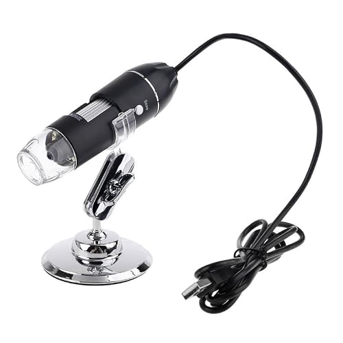 Microscope Accessories Kit 3-in-1 1600X USB Microscope Cell Phone Magnifier Microscope Slides(Without dim knob)