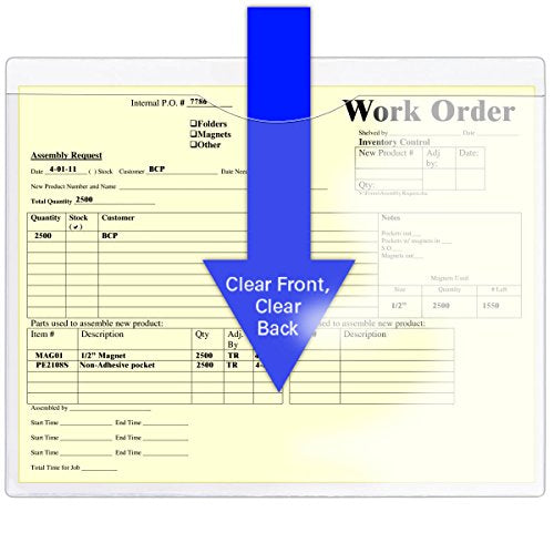 StoreSMART – File Jacket with Magnetic Back - 50-Pack – Clear Plastic Back, Clear Plastic Front - 8 1/2 x 11 - Lean / 5S / Six Sigma (FJ85STCM-LEAN-50)