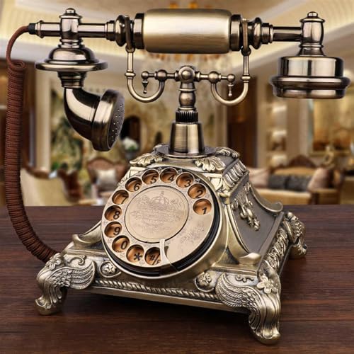 QUANGJN Retro Rotary Phones for Landline, Desk Phone, Vintage Corded Telephone with Redial & Hands-Free, for Home Office Hotel School,Brass
