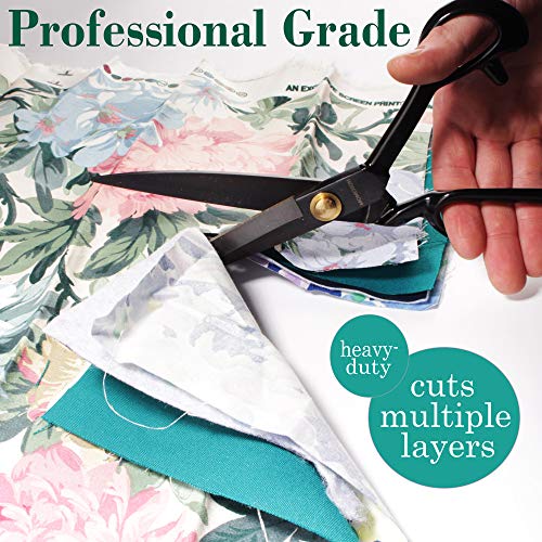 JubileeYarn Professional Carbon Steel Fabric Scissors - 10" Black - 10 Pairs