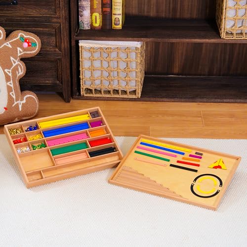 Premium Montessori Geometry Sticks Set 7lbs 23in– Wooden Construction Kit with Cork Workboard, Color-Coded Rods Metal Connectors, Hands-On 2D Shape Building Spatial Reasoning, STEM Homeschool Kids 3-6