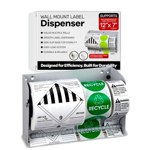 Wall Mount Label Dispenser (12-1/2") - Sticker Roll Dispenser - Table Top - Label Holder - Stamp Roll Dispenser - Sticker Stand - Thermal Label Holder - Heavy-Duty All Steel