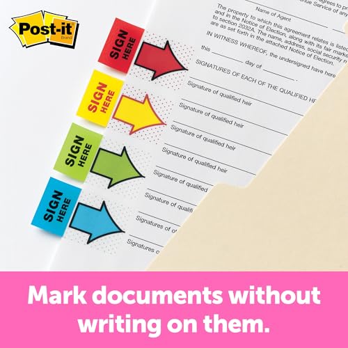 Post-it Flags 680-SD2, 1 in Wide, Green, Sign & Date Flags - 24 Pack